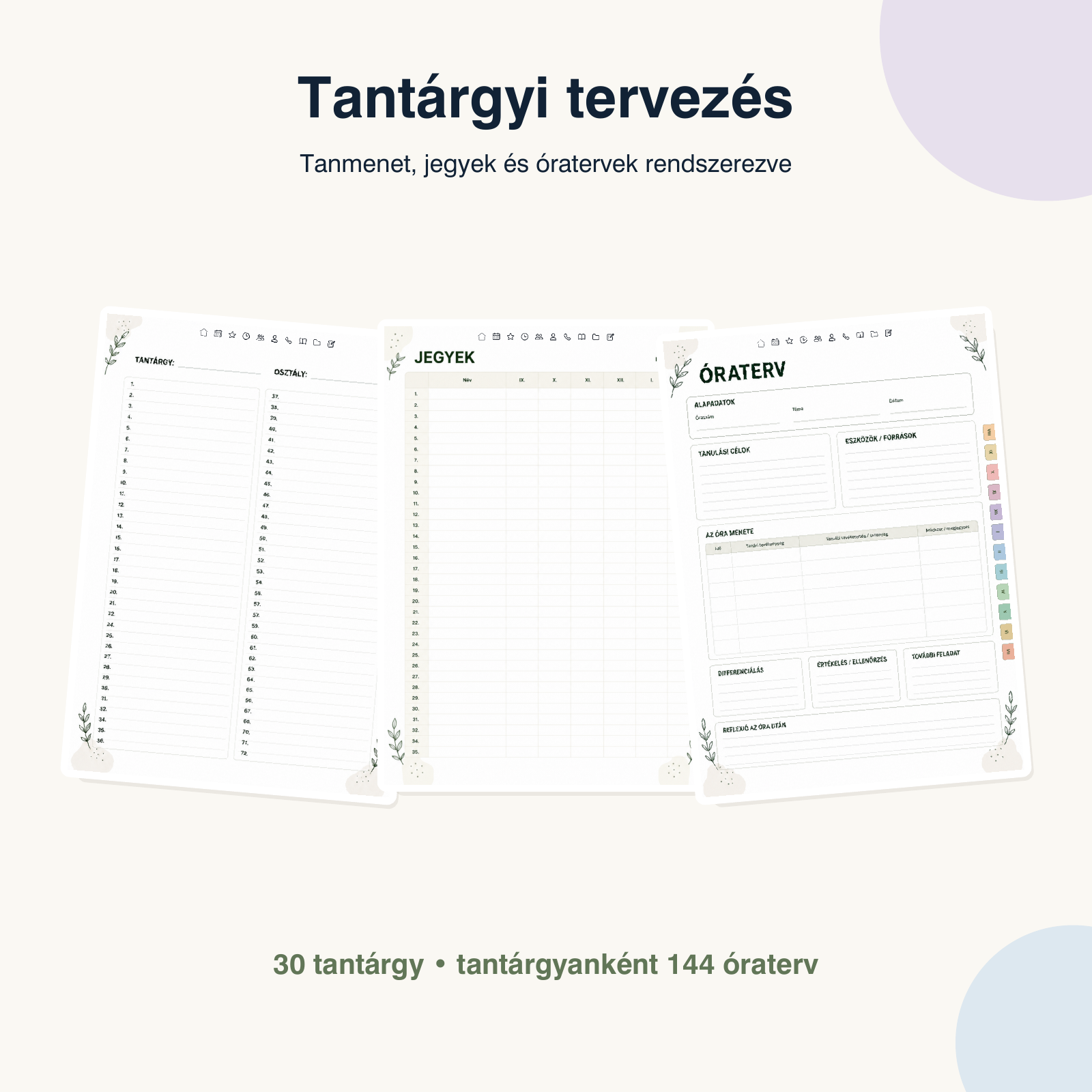 Tantárgyi tervező, tanmenet és óraterv oldalak pedagógusoknak